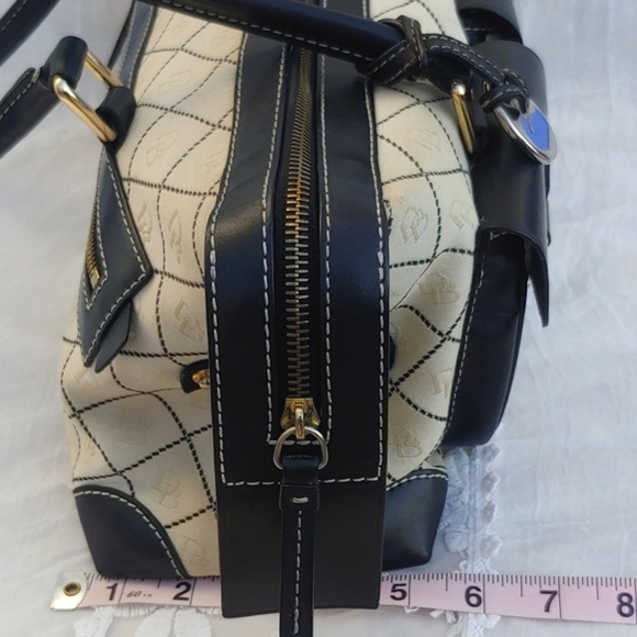 Dooney & Bourke Classic Cream Signature Canvas and Black Leather Baguette Bag - Picture 8 of 17